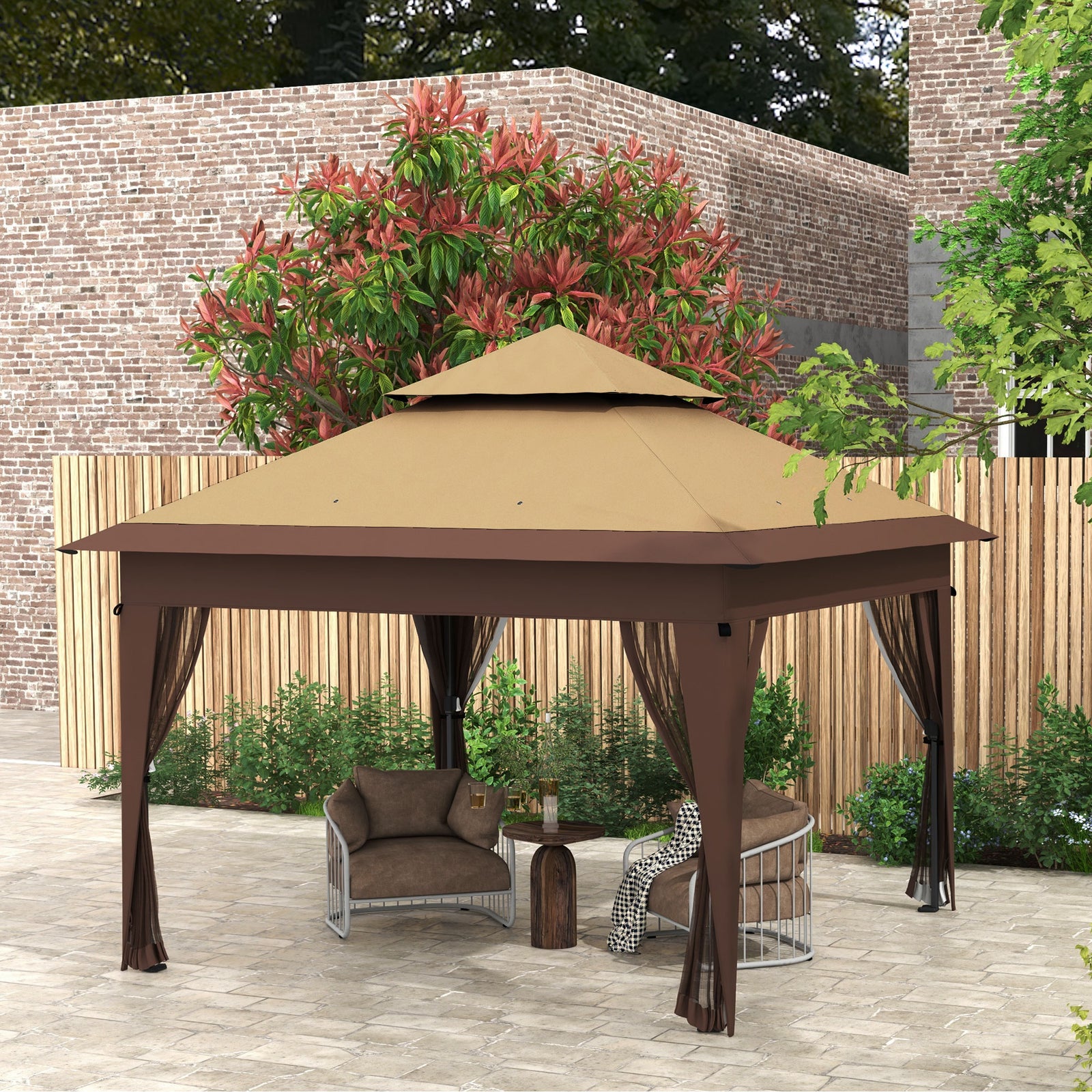 3 X 3(m) Pop Up Gazebo, Instant Shelter With Netting | Khaki