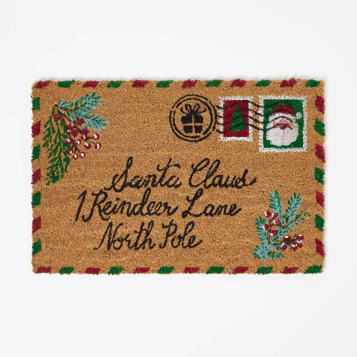 HOMESCAPES Christmas Letter To Santa Doormat Coir, 40 X 60 Cm