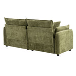 2-seater Chenille Sofa, Modern Upholstered Couch With Deep Cushions, Throw Pillows, Sturdy Wood & Iron Frame | Green