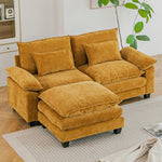 Chenille Sectional Sofa With Ottoman And Lumbar Pillows | Ginger