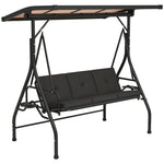 3 Seater Garden Swing Seat Bed, Convertible Swing Chair | Black