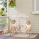 Kids Garden Furniture, Children Table And Chair Set W/ Adjustable Parasol | Pink
