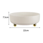 Rotating Round Spice Storage Rack Tray Turntable Kitchen Organizer | Small | Pearl White