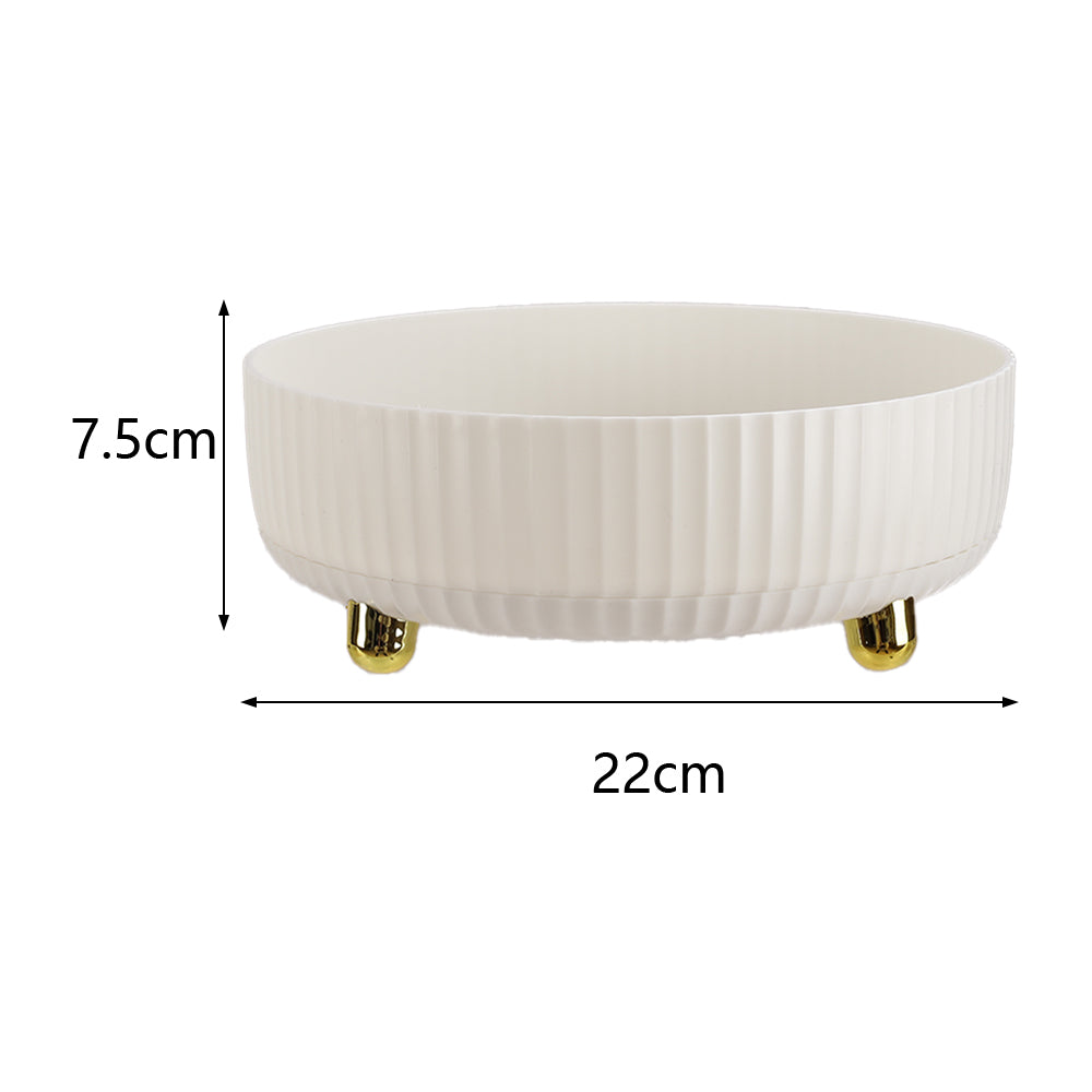 Rotating Round Spice Storage Rack Tray Turntable Kitchen Organizer | Small | Pearl White