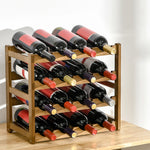 Bamboo Wine Rack, 4 Tiers, 16 Bottles