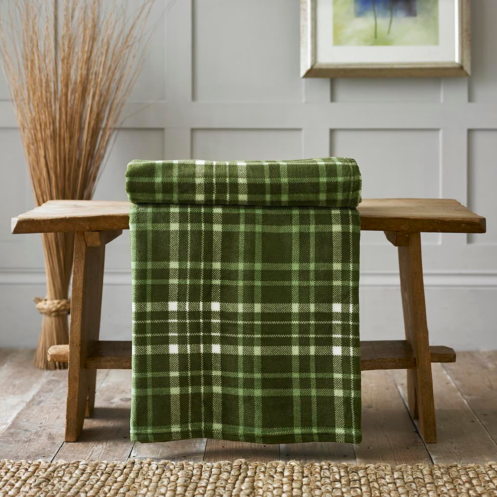 Snuggle Touch Microfibre Supersoft Fleece Throw | 140cm x 180cm | Olive