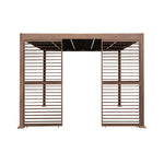 Wood Effect Aluminium Pergola With Led Lights & 2 X Side Panels | 3m x 3m | Brown