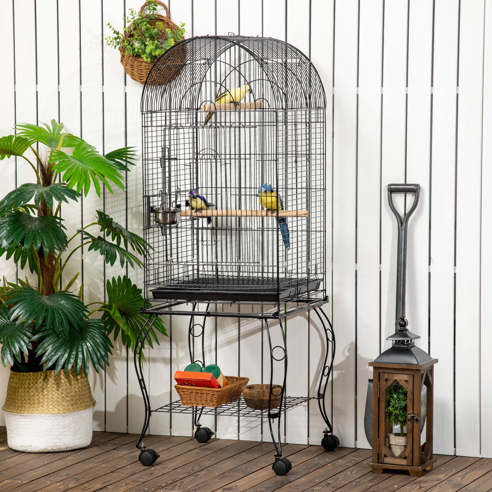 1.53(m) Bird Cage, Parrot Finch Macaw Conure W/ Perch, Wheels, Stand