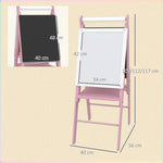 3 In 1 Easel For Kids, With Paper Roll, Adjustable Height | Pink