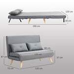 Click Clack Sofa Bed, 2 Seater Bed Settee For Living Room | Light Grey