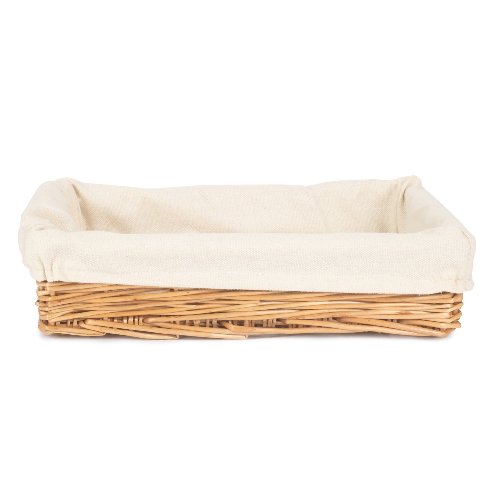 Wicker Cotton Lined Straight-sided Rectangular Tray | Small | Brown