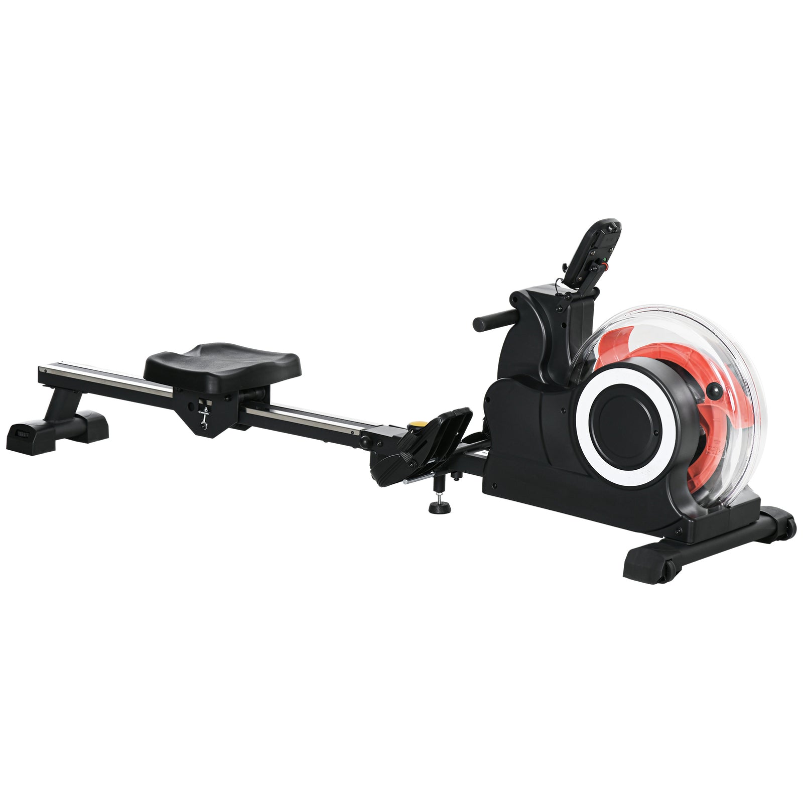 Foldable Water Rowing Machine With Wheels And Lcd Monitor | Black