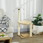 Cat Tree For Indoor Cats W/ Scratching Posts Hammock, Toy Ball - Beige