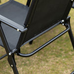 Garden Furniture Set W/ Parasol And Folding Chairs For Patio | 8 | Black