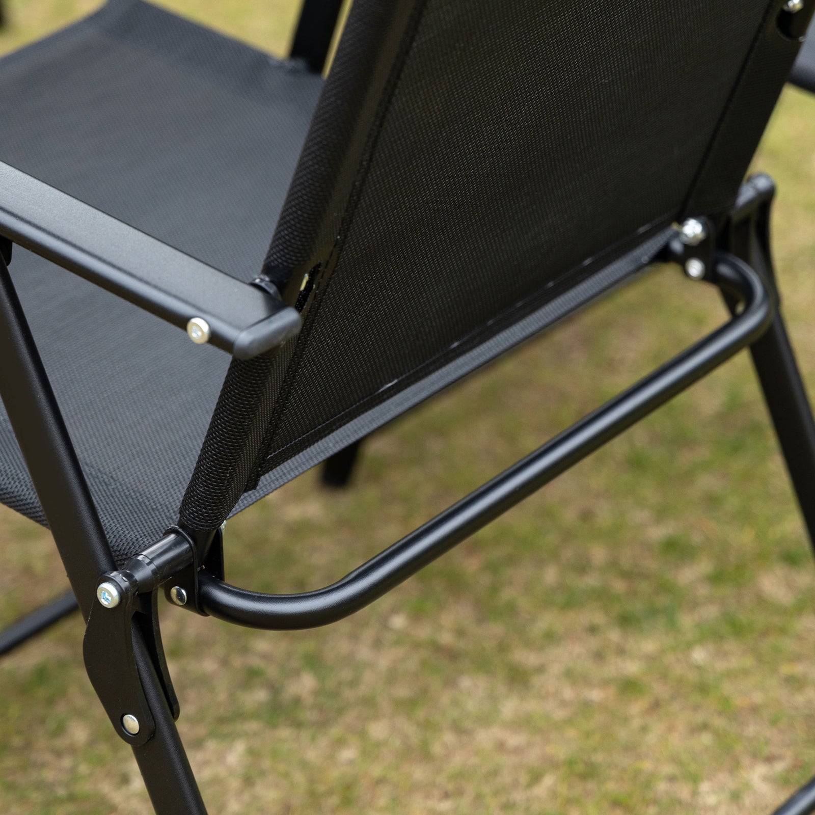Garden Furniture Set W/ Parasol And Folding Chairs For Patio | 8 | Black