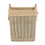 Wicker Small Rectangular Hessian Lined Log Basket
