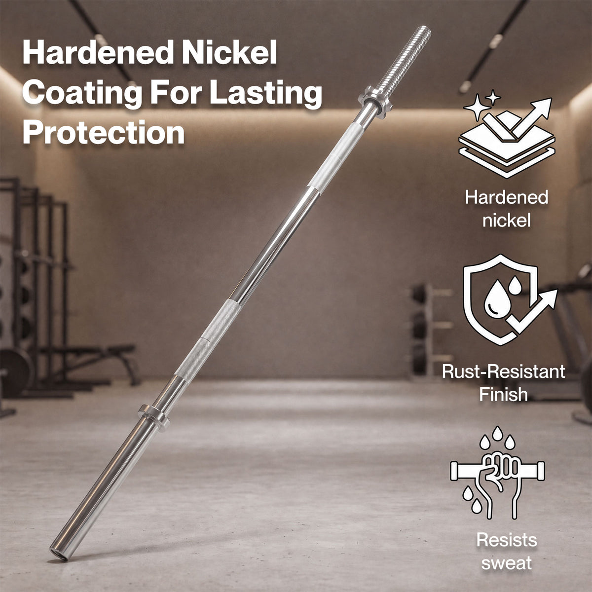Centra Standard Barbell Bar 140cm Weight Lifting Strength Home Gym Training