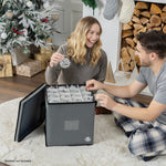 Grey Bauble Storage Bag With 64 Slots Zip Lid & Carry Handles