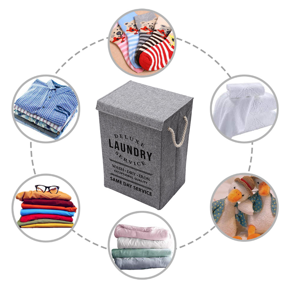 Living and Home Foldable Home Laundry Baskets Laundry Hamper With Lid And Rope Handles