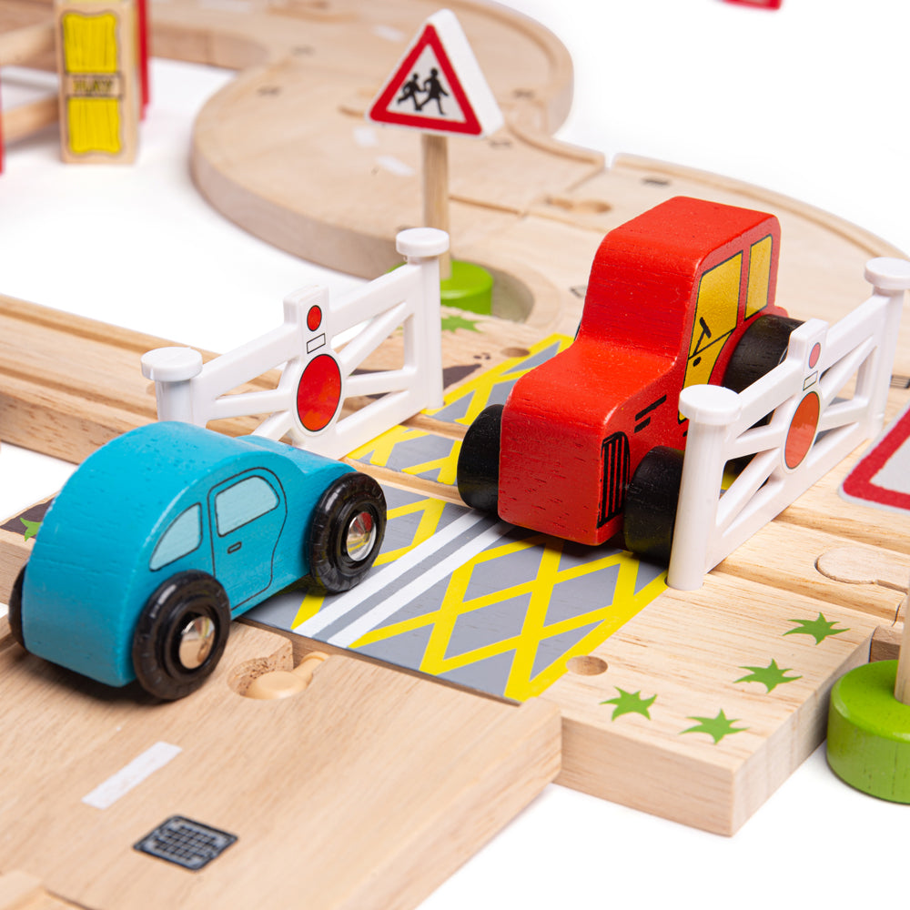 Bigjigs Toys Wooden Road & Rail Set - 80 Pieces