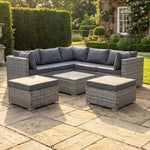 Oliena Modular Rattan L-shaped Corner Garden Furniture | 6 Piece | Grey