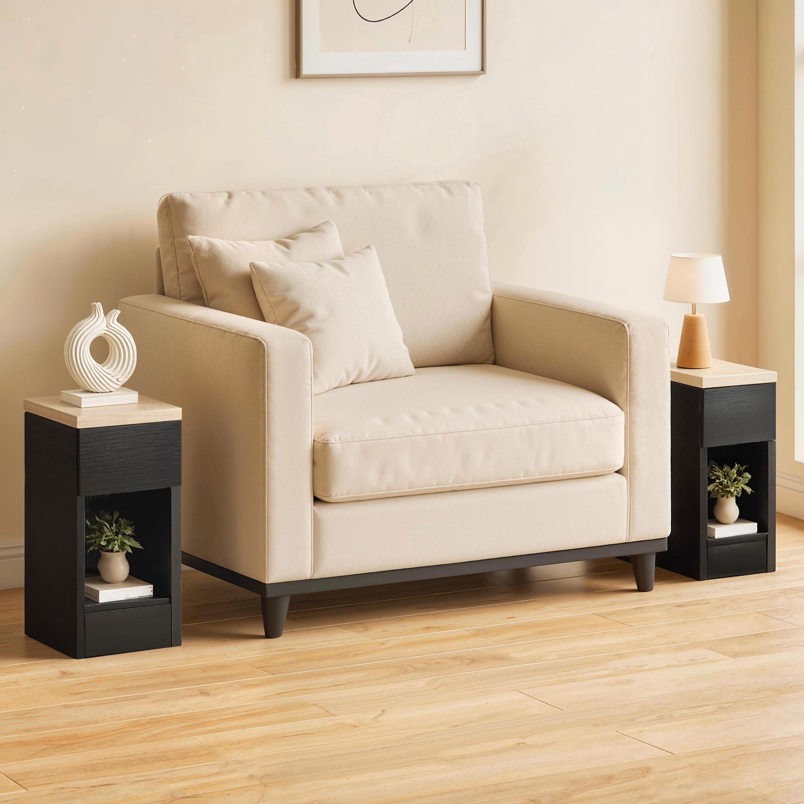Bedside Tables Set Of 2, Nightstands For Bedroom, Living Room | Black
