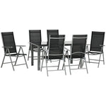 7 Piece Garden Dining Set, Outdoor Table And 6 Chair | Black