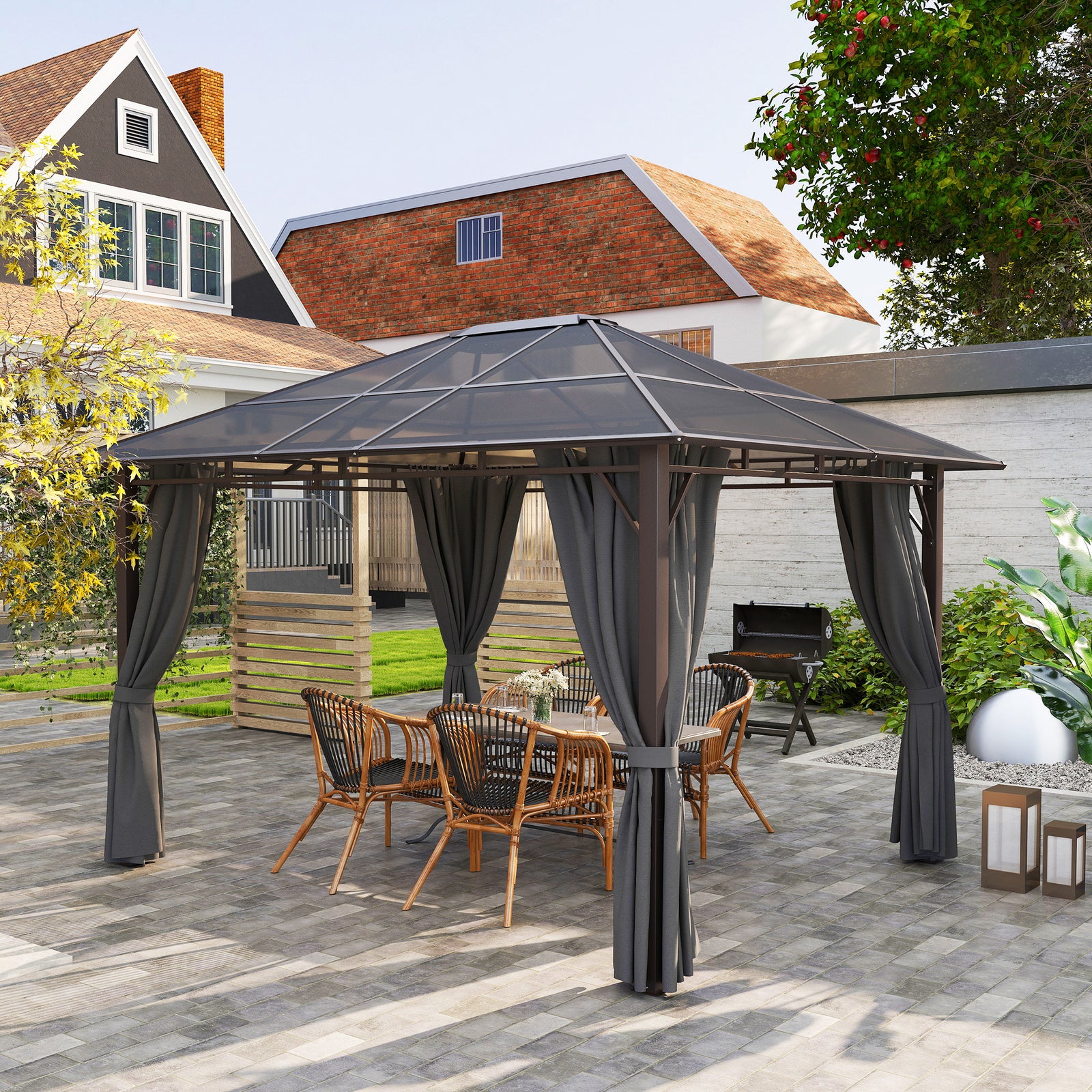 3x3.6m Hardtop Gazebo With Polycarbonate Roof