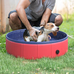 Pawhut Pet Paddling Pool Cat Dog Indoor/ Outdoor Foldable 80cm Diameter | Maroon