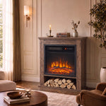 Freestanding Electric Fireplace Suite, 25" 1800w, Open Shelf | Oak