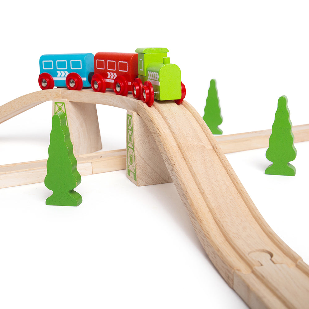 2 Ascender/Descender Track Pieces for Wooden Train Sets