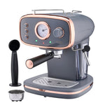 15-bar Retro Espresso Coffee Machine With Steam Wand | Grey & Copper
