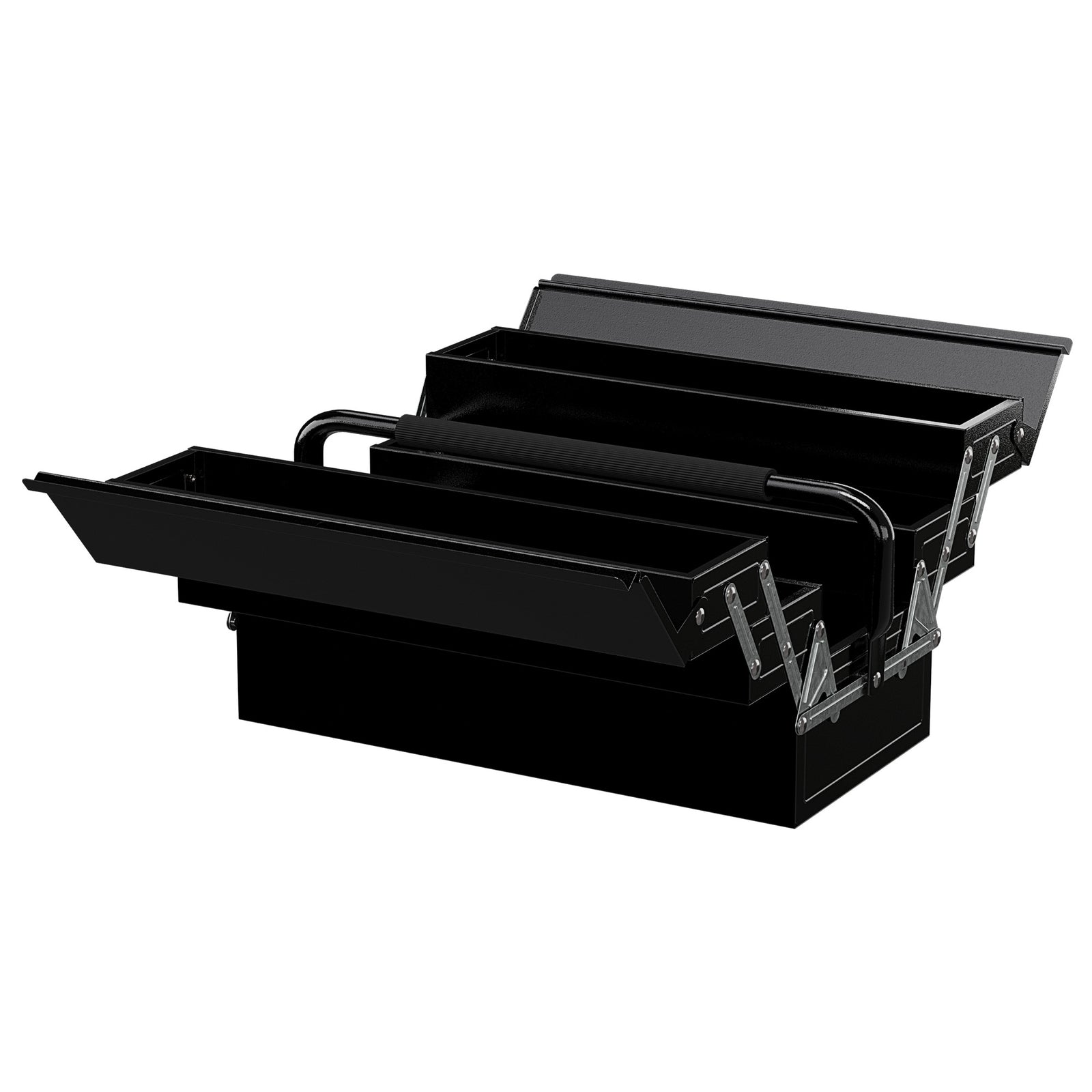 3 Tier Toolbox With 5 Trays And Handle, 45cmx20cmx34.5cm | Black