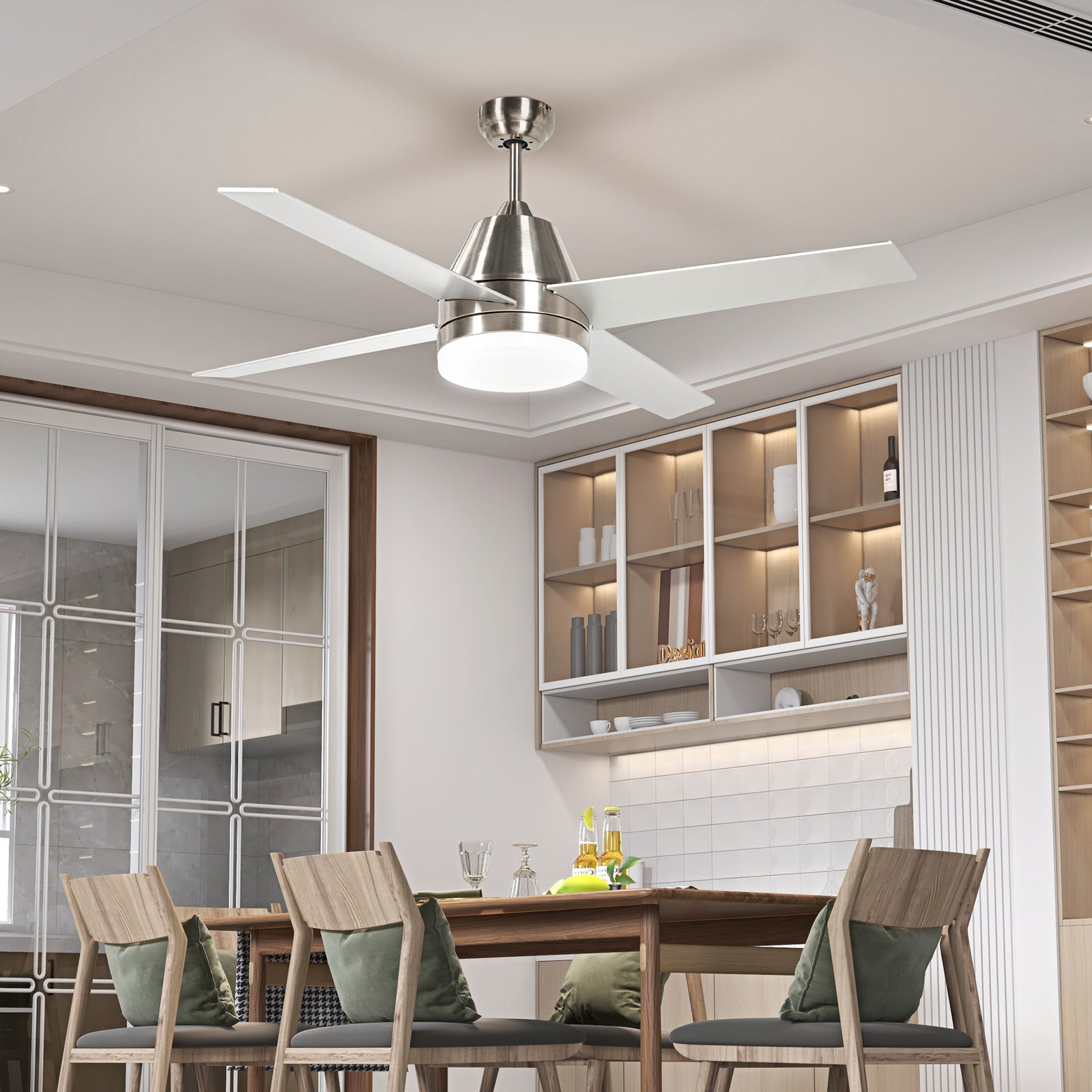Mounting Reversible Ceiling Fan With Light, Remote | One Size | Silver