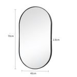40x70cm Modern Oval Wall Mirror Metal Wall Mirror | Black