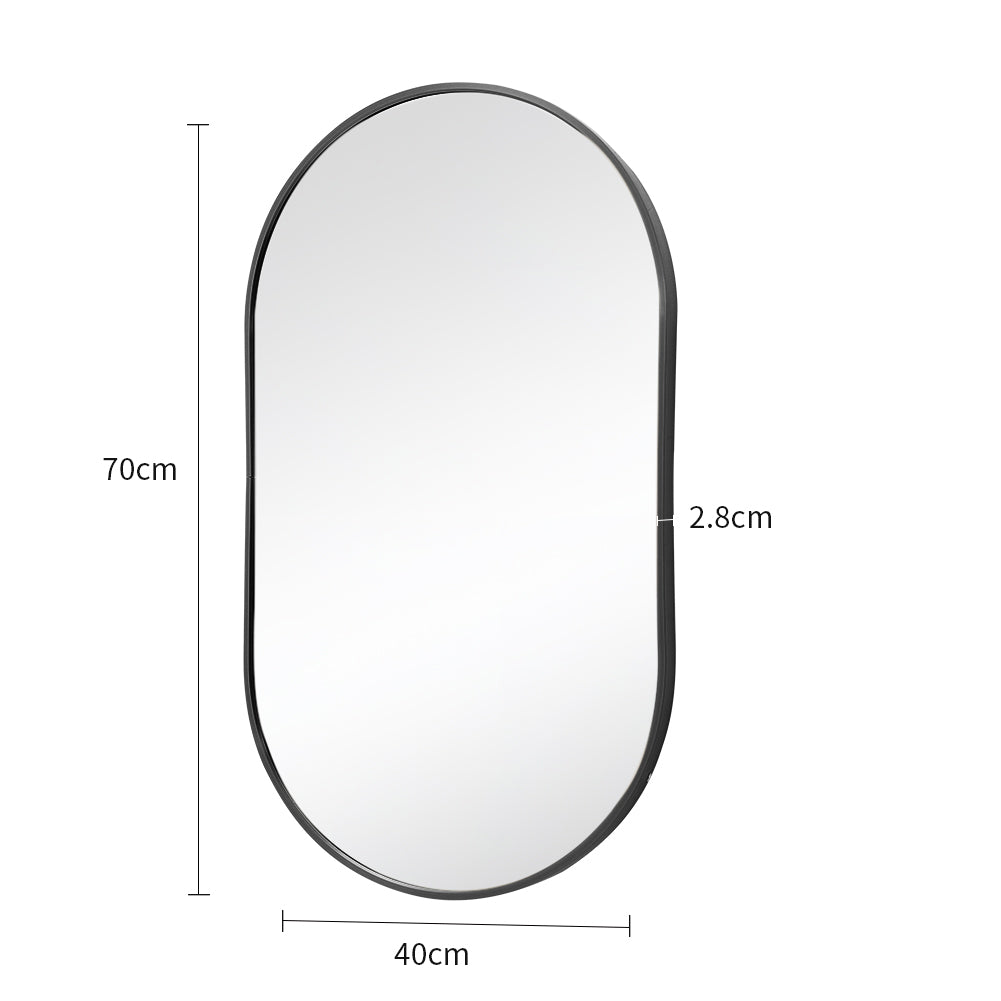 40x70cm Modern Oval Wall Mirror Metal Wall Mirror | Black