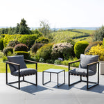 Bosque Black & Grey Garden Lounge Set - 2 X Chairs + Table