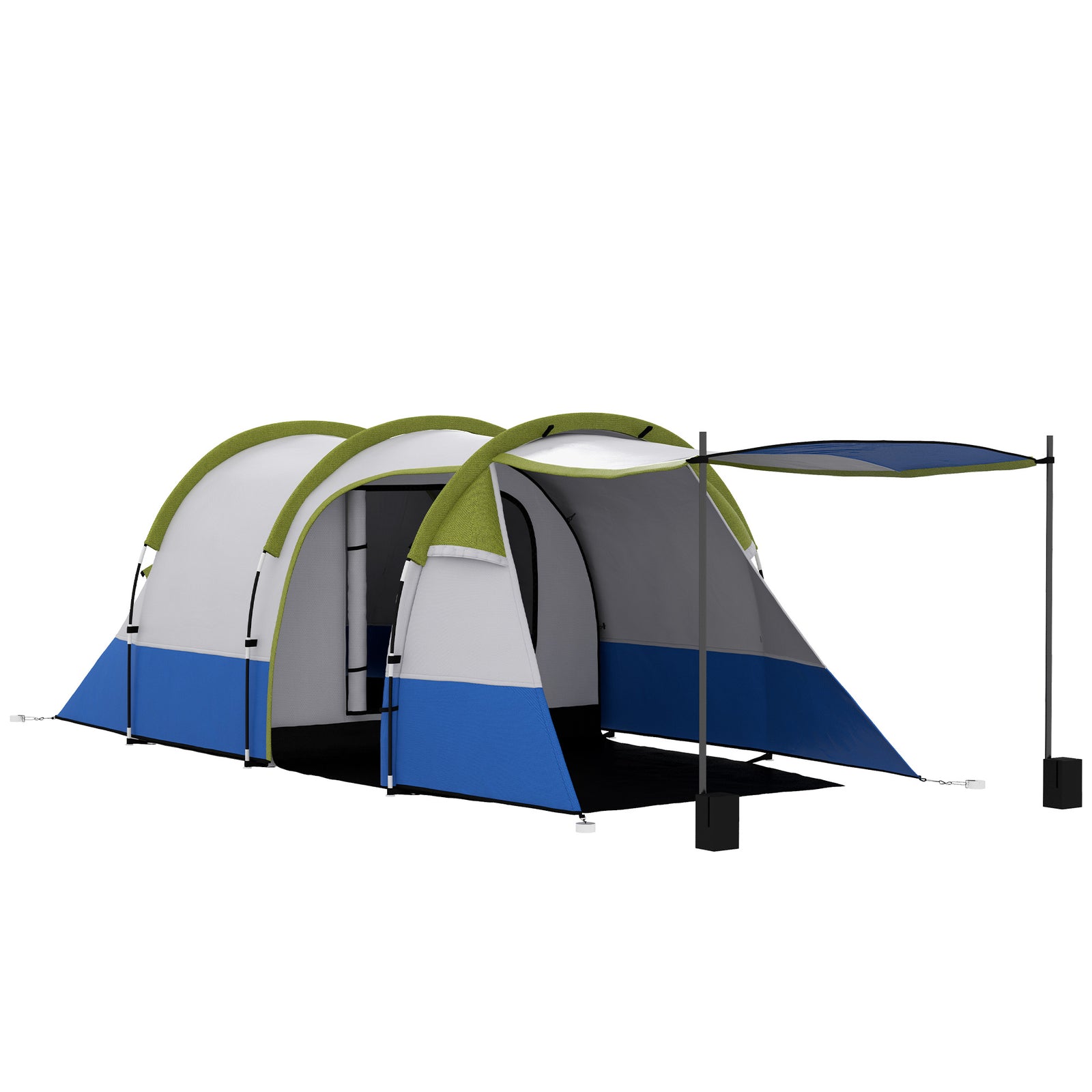 2-3 Man Camping Tunnel Tent With Bedroom And Living Room | Green