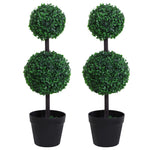 2 Pcs 67/112cm Artificial Boxwood Three Balls Tree Décor | Medium | Green