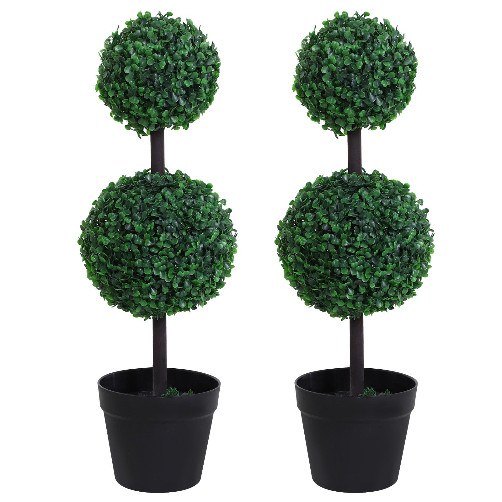 2 Pcs 67/112cm Artificial Boxwood Three Balls Tree Décor | Medium | Green