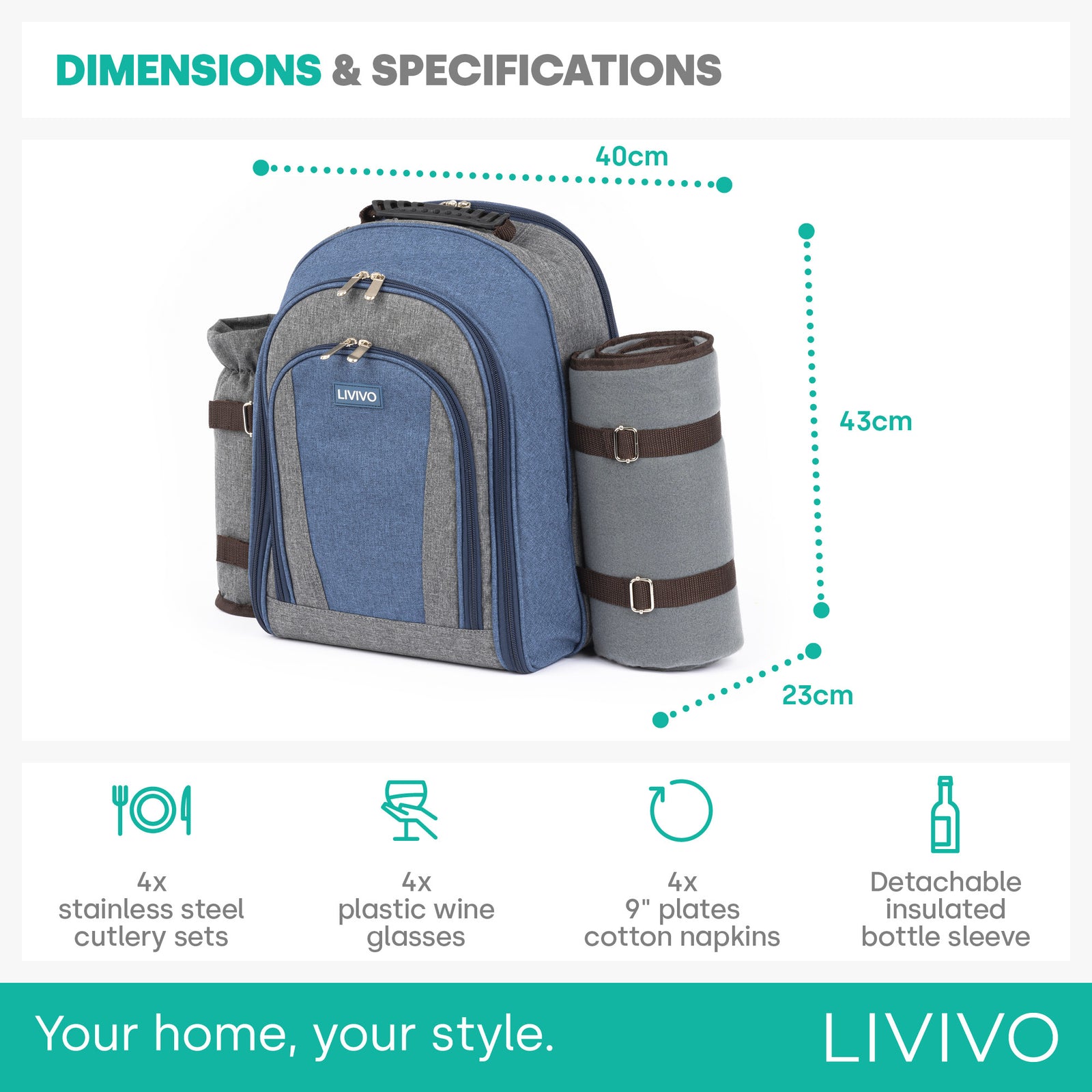 4-person Picnic Backpack Set