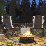 Set Of 2 Folding Camping Chairs With Cooler Bag | Black