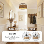 Emitto Modern Ceiling Pendant Light Shade Rattan Style Woven Lamp Shade