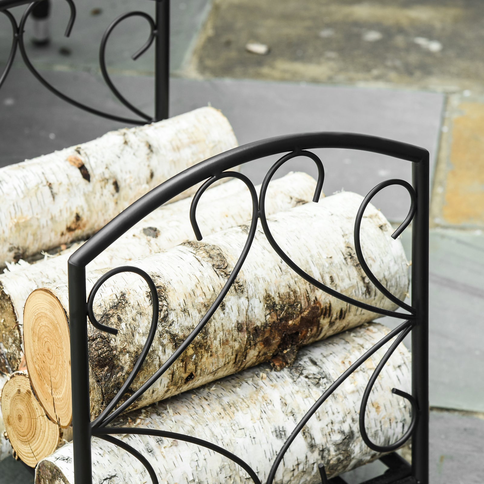 Small Log Rack W/ Side Scrolls