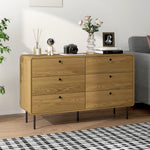 HOMCOM Chest Of Drawers For Bedroom, Modern 6 Drawer Dresser, Oak