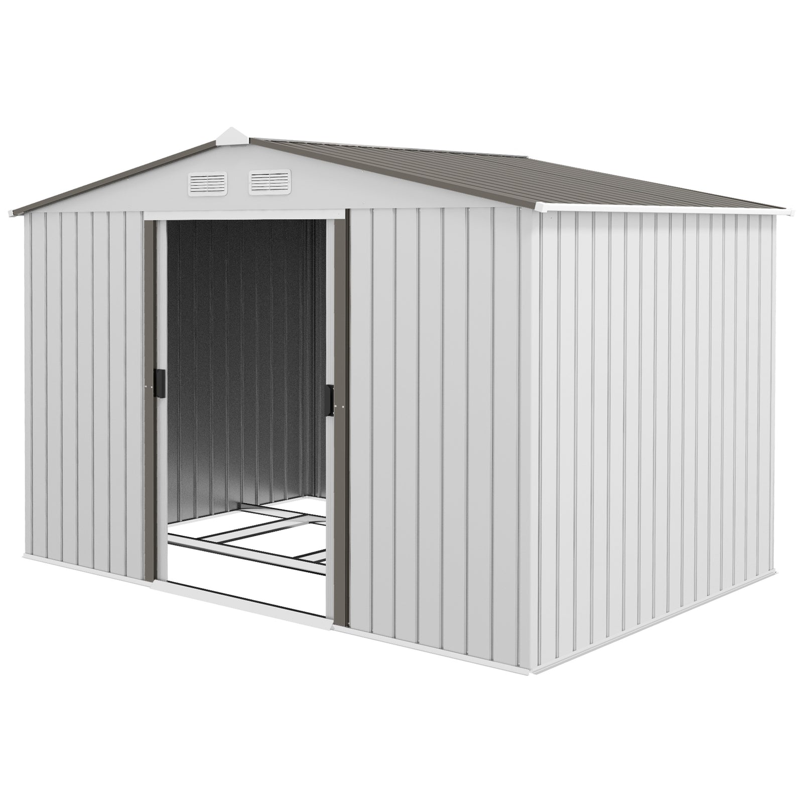 Garden Shed Storage Unit With Locking Door Floor Foundation | Medium | Silver