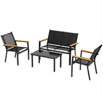 Outsunny Outdoor Sofa With Tempered Glass Top 4 Seater Black