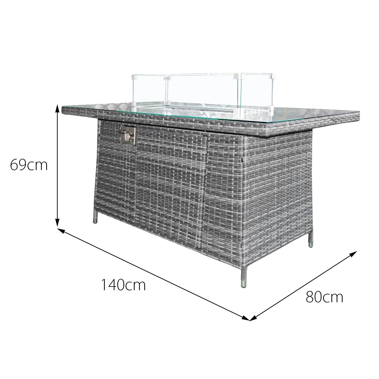 Malta Rattan 9 Seat Firepit U-shape Sofa Set | Mixed Grey