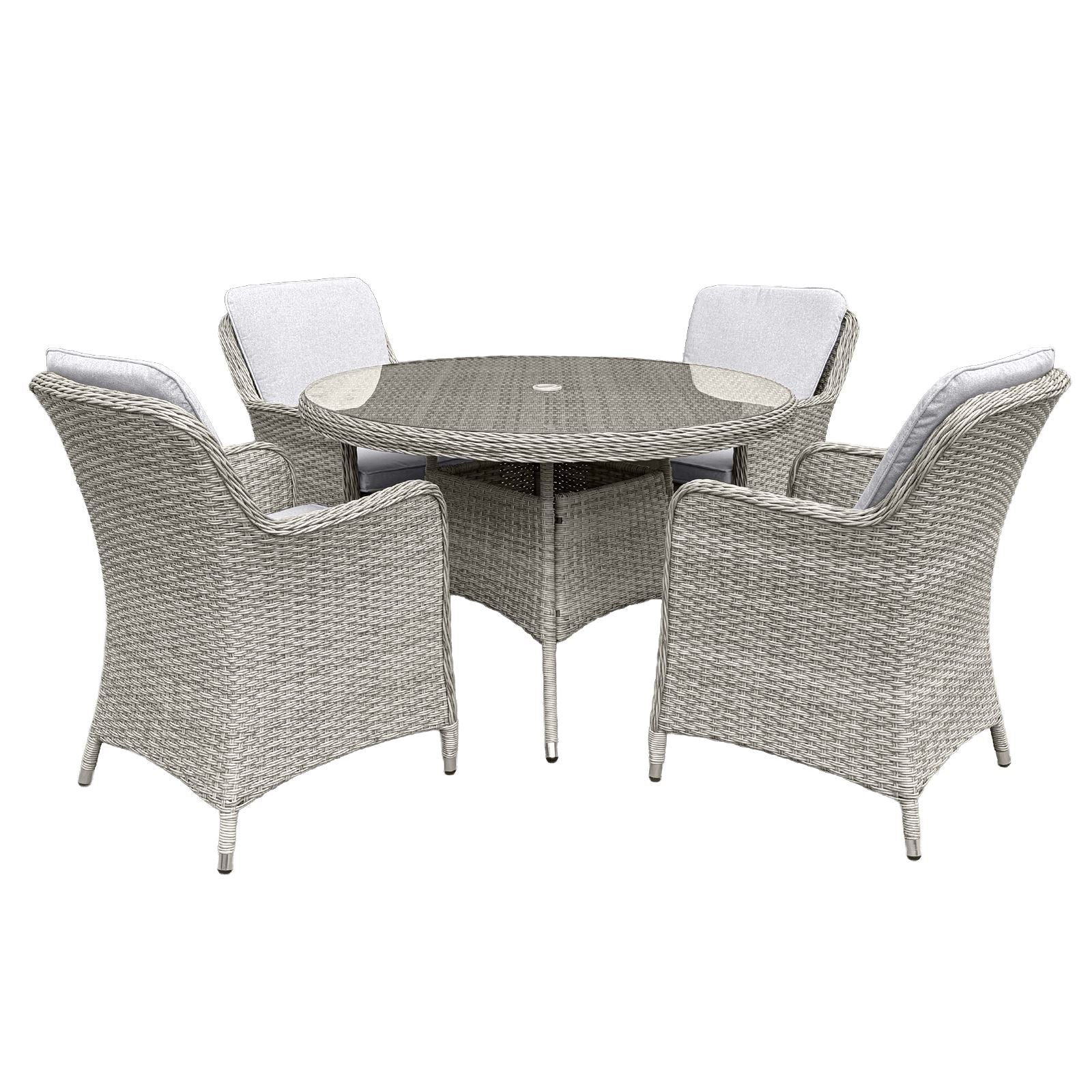 Hampton Rattan 4 Seat Dining Set | Dove Grey