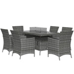 Outsunny 7 Pcs Outdoor Rattan Garden Furniture With Fire Pit Table